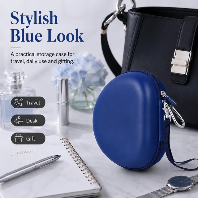 Alt view image 7 of 7 - Hard Headphone Case for Beats Solo 4 3 2 & Studio Pro Extra-Large Protective Shell for Foldable On-Ear Headsets, Storage for Students, Commuters, Home and Travel - Dark Blue
