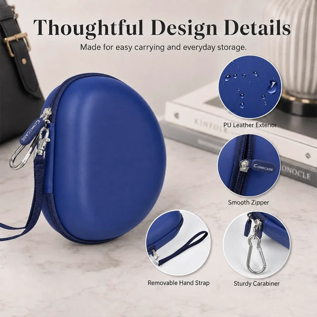 Alt view image 5 of 7 - Hard Headphone Case for Beats Solo 4 3 2 & Studio Pro Extra-Large Protective Shell for Foldable On-Ear Headsets, Storage for Students, Commuters, Home and Travel - Dark Blue