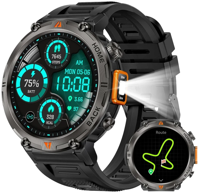 Main image of Military Smart Watches for Men Built-in GPS LED Flashlight Smartwatch Rugged Tactical Smart Watch 3ATM Waterproof Compass Calls 530mAh Battery Fitness Tracker with HR/Sleep Monitor iOS Android