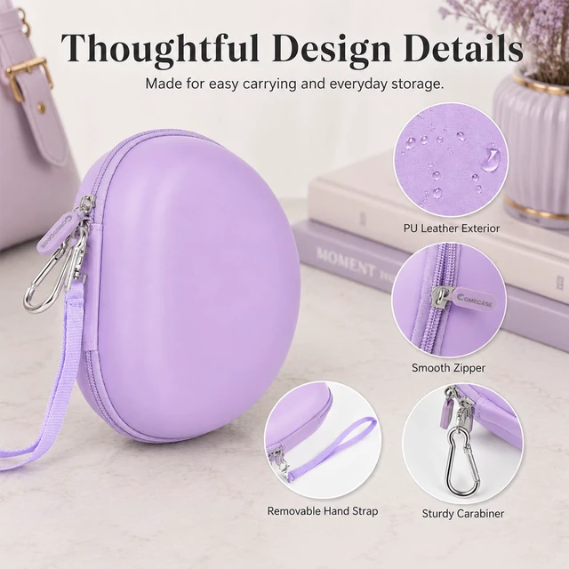 Alt view image 5 of 7 - Hard Headphone Case for Beats Solo 4 3 2 & Studio Pro Extra-Large Protective Shell for Foldable On-Ear Headsets, Storage for Students, Commuters, Home and Travel - Light Purple