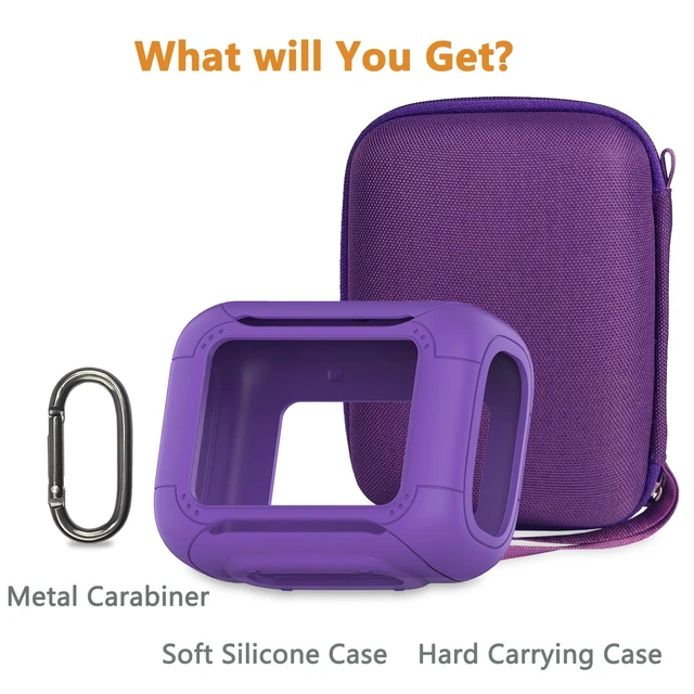 Alt view image 3 of 7 - Protective Case for JBL Go 5 Portable Bluetooth Speaker Accessories Hard Carrying Case and Silicone Cover with Metal Carabiner (Purple Case)