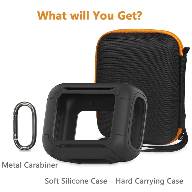 Alt view image 3 of 7 - Protective Case for JBL Go 5 Portable Bluetooth Speaker Accessories Hard Carrying Case and Silicone Cover with Metal Carabiner (Black Case)