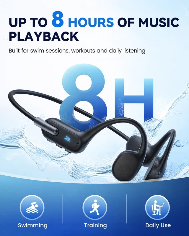 Alt view image 4 of 7 - Swimming Headphones, Waterproof, 32GB MP3, Bone Conduction Waterproof headphones for swimming, 32GB MP3 for underwater listening, bone conduction open-ear, Bluetooth 6.0 on land