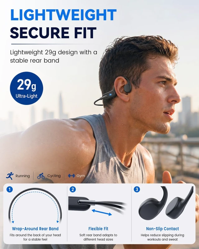 Alt view image 5 of 7 - Swimming Headphones, Waterproof, 32GB MP3, Bone Conduction Waterproof headphones for swimming, 32GB MP3 for underwater listening, bone conduction open-ear, Bluetooth 6.0 on land
