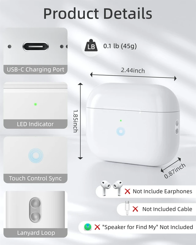 Alt view image 7 of 7 - Replacement Charging Case Compatible with AirPods Pro 3 Replacement Case, Bluetooth Pairing, USB-C, Earbuds Not Included, 2025 Released