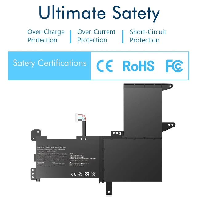 Alt view image 2 of 6 - B31N1637 C31N1637 Laptop Battery Replacement for ASUS Vivo Book 15 X510 X510UAR X510UA X510UF X510UQ S15 S510UA S510UF S510UN S510UR S510U 42Wh 11.4V