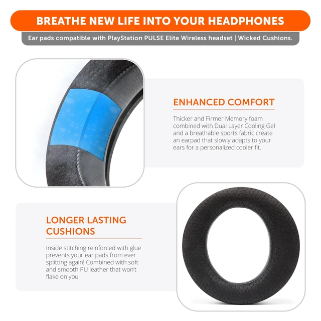 Alt view image 4 of 7 - Freeze Pulse Elite - Cooling Gel Earpads for PS5 Pulse Elite Made by Wicked Cushions Thicker Cushion & Wider Opening Black