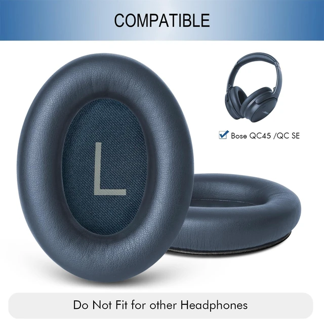 Alt view image 2 of 7 - Ear Pads Replacement for Bose QC45 & QC SE Headphones, Midnight Blue Earpads Ear Cushions for Bose QuietComfort 45 & Quiet Comfort SE, Softer Protein Leather, Noise Isolation Memory Foam