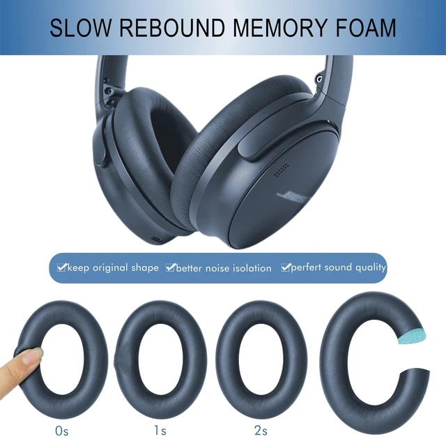 Alt view image 6 of 7 - Ear Pads Replacement for Bose QC45 & QC SE Headphones, Midnight Blue Earpads Ear Cushions for Bose QuietComfort 45 & Quiet Comfort SE, Softer Protein Leather, Noise Isolation Memory Foam