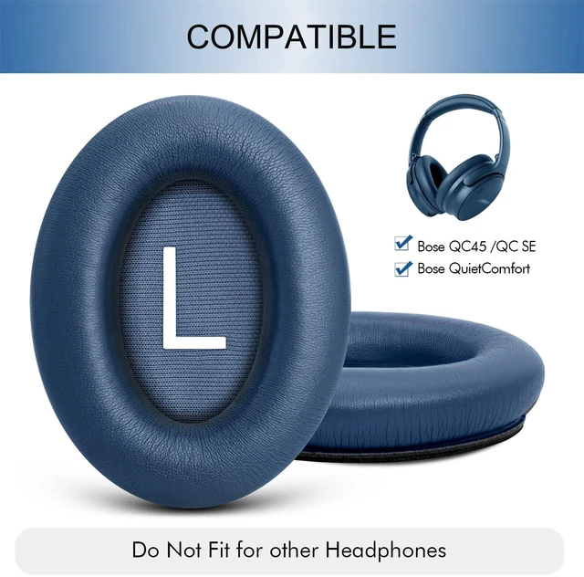Alt view image 2 of 6 - Ear Pads Replacement for Bose QC45 & QC SE Headphones, Twilight Blue Earpads Ear Cushions for Bose QuietComfort 45 & Quiet Comfort SE, Softer Protein Leather, Noise Isolation Memory Foam