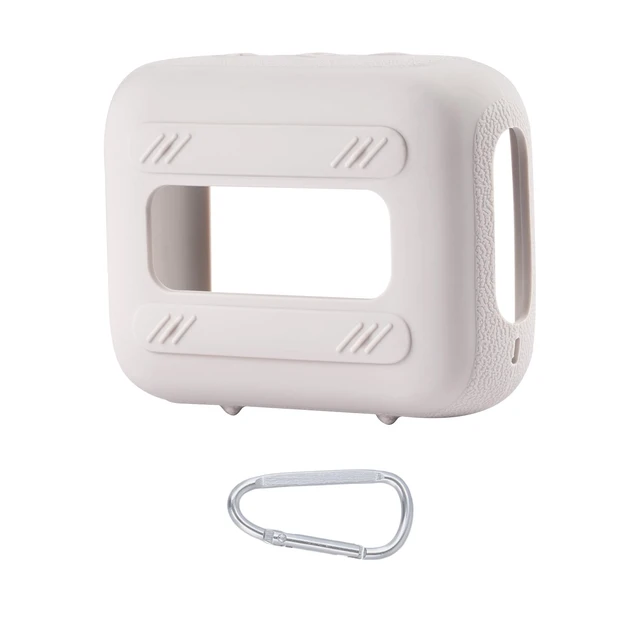 Alt view image 4 of 5 - for JBL Go 4 Waterproof Bluetooth Speaker Silicone Cover, Grey Snug Fit, Portable Carabiner Clip, Shock Absorption, Drop Protection, Travel Lightweight Design, Protective Skin Case