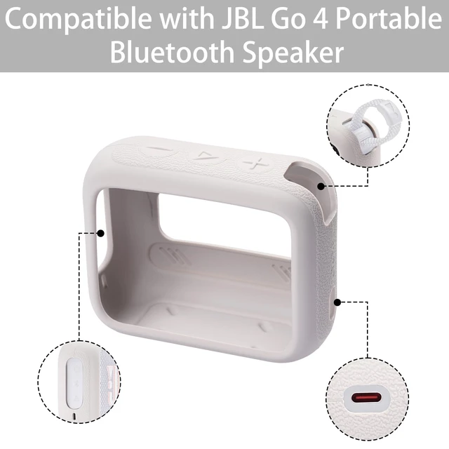 Alt view image 5 of 5 - for JBL Go 4 Waterproof Bluetooth Speaker Silicone Cover, Grey Snug Fit, Portable Carabiner Clip, Shock Absorption, Drop Protection, Travel Lightweight Design, Protective Skin Case