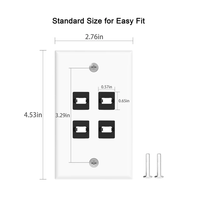 Alt view image 3 of 7 - MPO Fiber Keystone Wall Plate, Single Gang 4-Port Panel, 2-Pack Designed for MPO Fiber Cable Installation, Enables Clean In-Wall Routing for Detachable Fiber Systems