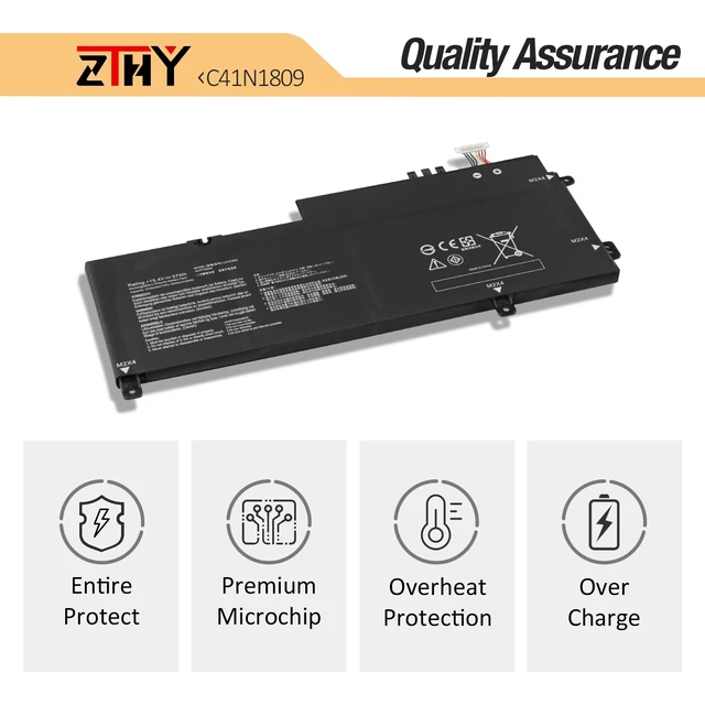Alt view image 5 of 7 - C41N1809 Laptop Battery Replacement for Asus Zenbook Flip 15 UX562 UX562FN UX562FD UX562FDX UX562FN Q536F Q536FD Q536FD-BI7T15 UX562FD-A1054T UX562FDX-EZ015T Series 0B200-03070000 15.4V 57Wh 4-Cell