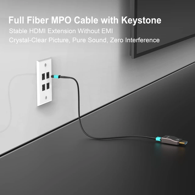 Alt view image 7 of 7 - MPO Fiber Keystone Wall Plate, Single Gang 4-Port Panel, 2-Pack Designed for MPO Fiber Cable Installation, Enables Clean In-Wall Routing for Detachable Fiber Systems