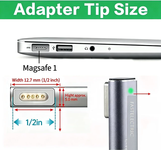 Alt view image 2 of 7 - Magnetic L-Tip USB C Adapter Compatible with MagSafe 1 MacBook Pro/Air, Type-C PD Power Fast Charging Adapter Replacement for 2006-2011 MacBook Power Supply, MacBook Pro Works with 100W