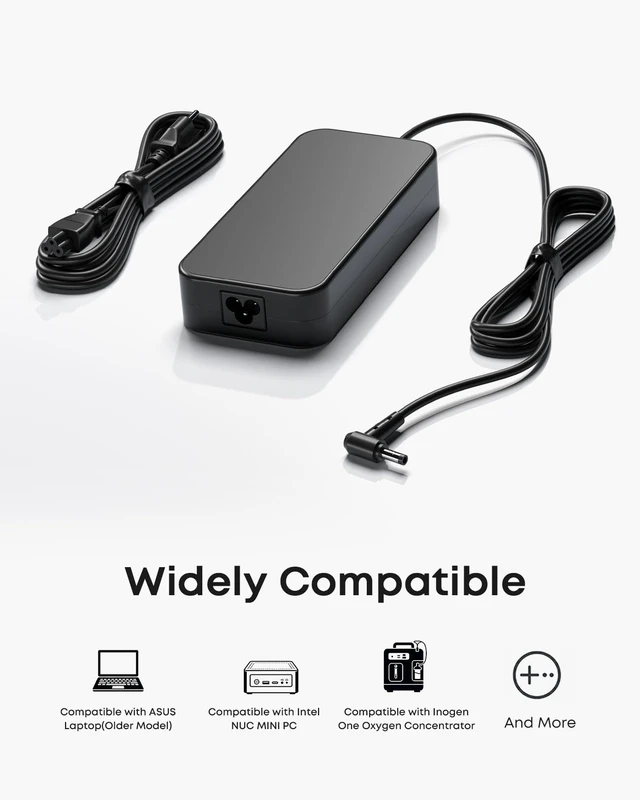 Alt view image 6 of 6 - 19V 6.32A 120W Power Adapter Fit for Intel Nuc AC Supply 5.5x2.5mm Compatible with Intel NUC 13 10 14 12 11 Pro Kit Mini PC, Asus Laptop Charger PA-1121-28, Inogen One G1 G2 G3 G4 G5