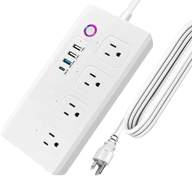 Main image of Smart Plug Power StripSurge Protector with 4 Individually Controlled Smart Outlets, Voice Control,4 USBs (incl. 20W USB-C), Compatible with Alexa and Google Home,5Ft Extension Cord