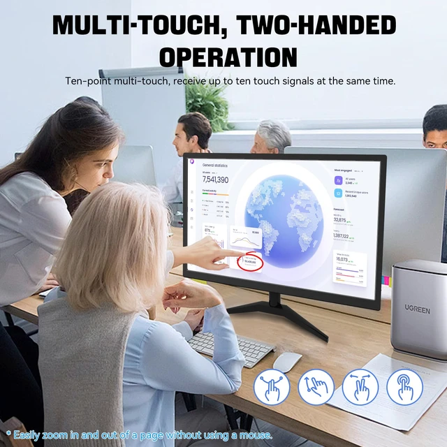 Alt view image 2 of 7 - Touchscreen Monitor 22 Inch FHD 1920x1080P IPS PC Monitor 10-Point Touch Screen Computer Display with HDMI VGA USB Ports, Built-in Speakers, VESA Mountable