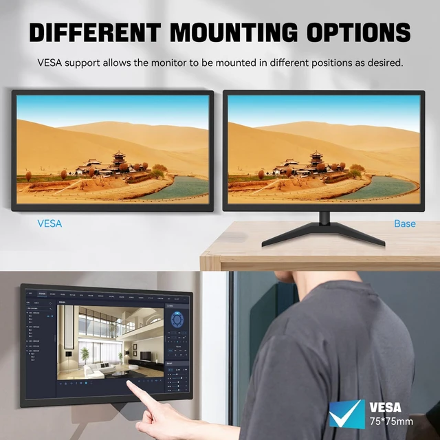 Alt view image 5 of 7 - Touchscreen Monitor 22 Inch FHD 1920x1080P IPS PC Monitor 10-Point Touch Screen Computer Display with HDMI VGA USB Ports, Built-in Speakers, VESA Mountable