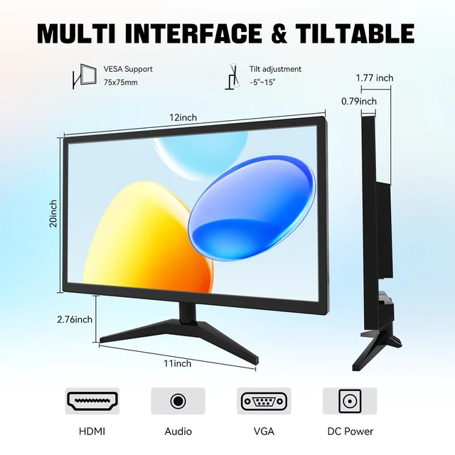 Alt view image 6 of 7 - Touchscreen Monitor 22 Inch FHD 1920x1080P IPS PC Monitor 10-Point Touch Screen Computer Display with HDMI VGA USB Ports, Built-in Speakers, VESA Mountable