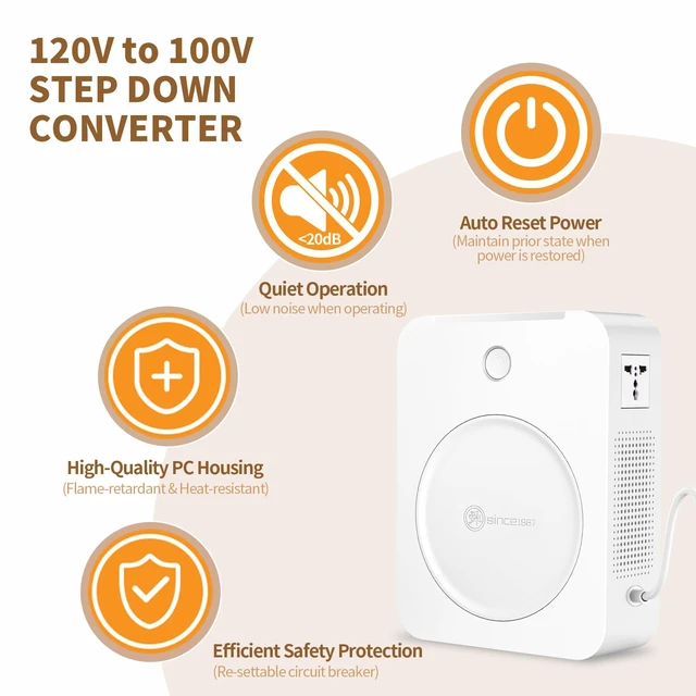 Alt view image 6 of 6 - 120V to 100V 800W Japan Voltage Converter Step Down Transformer Step Down Power Converters For Japanese Appliances Using in US Canada Mexico