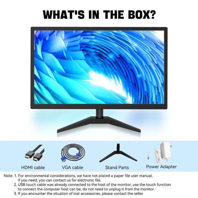 Alt view image 7 of 7 - Touchscreen Monitor 22 Inch FHD 1920x1080P IPS PC Monitor 10-Point Touch Screen Computer Display with HDMI VGA USB Ports, Built-in Speakers, VESA Mountable
