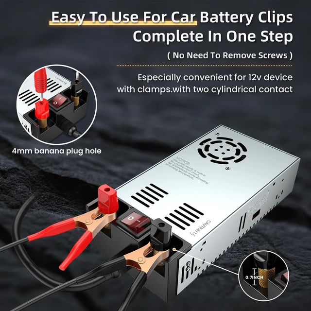 Alt view image 3 of 7 - New Version 600W 110V AC to 12V DC Converter,with ON/Off Switch Pure Copper Terminals,Upgraded Circuit Board, 12V DC Adapter Transformer, Max 50A 600W Power Supply