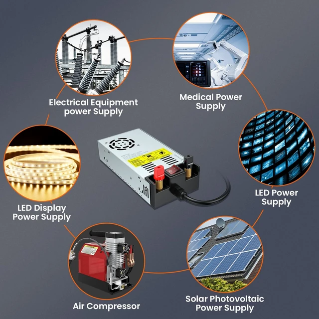 Alt view image 7 of 7 - New Version 600W 110V AC to 12V DC Converter,with ON/Off Switch Pure Copper Terminals,Upgraded Circuit Board, 12V DC Adapter Transformer, Max 50A 600W Power Supply