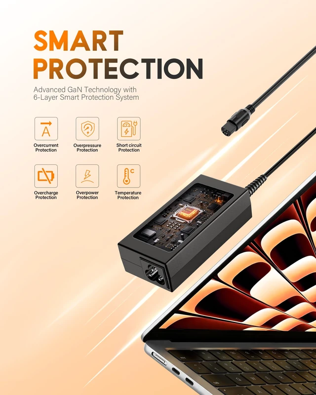 Alt view image 4 of 7 - Universal 65W USB C Laptop Charger, 4-in-1 with 3 Round Tips AC Adapter Compatible with HP chromebook Lenovo Dell Acer Asus Samsung Google Computer Type C Power AC Adapter