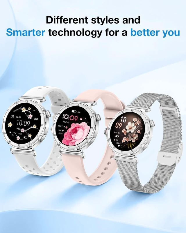 Alt view image 7 of 7 - Smart Watch for Women Men, 1.19" AMOLED, Fitness Tracker Watch with IP68 Bluetooth Call & Answer,130+Sports Modes with Heart Rate/Sleep Monitor,Silver Watch with 3bands for iOS/Android