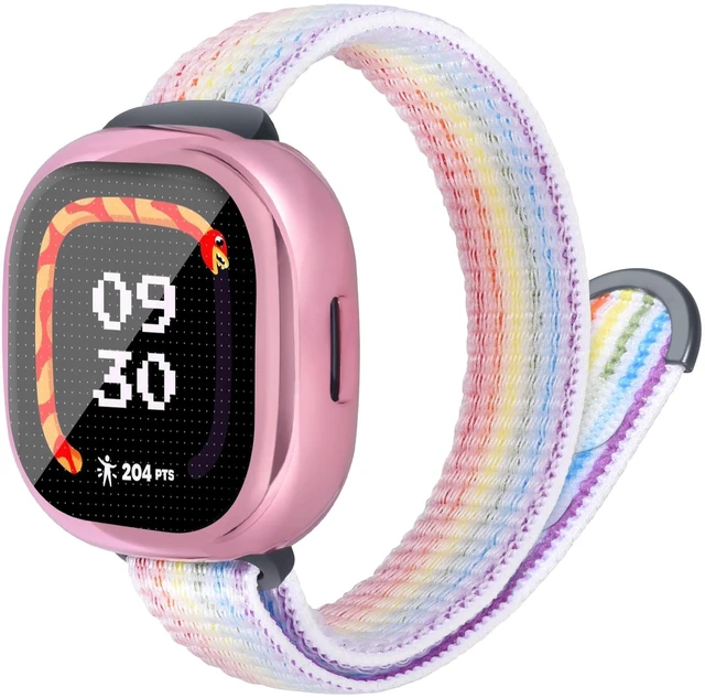 Main image of Nylon Band & Case Compatible with Fitbit Ace LTE, Breathable Braided Wristband Soft Sport Loop Replacement Strap for Google Ace LTE