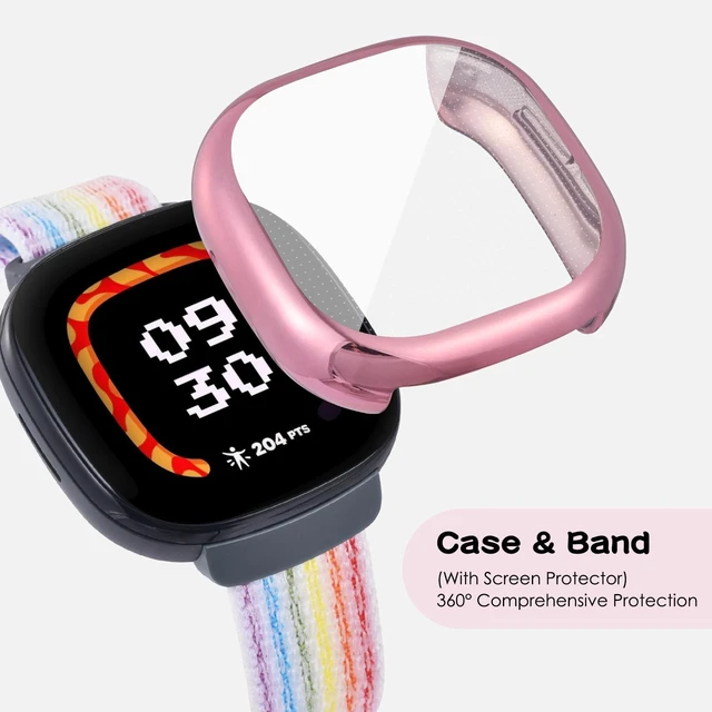 Alt view image 3 of 7 - Nylon Band & Case Compatible with Fitbit Ace LTE, Breathable Braided Wristband Soft Sport Loop Replacement Strap for Google Ace LTE