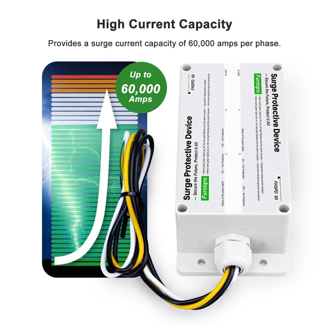 Alt view image 5 of 7 - FHSPD60 Whole House Surge Protector FS60 Surge Protector Whole House Surge Protection Device Rated for 60,000 Amps, Whole Home Surge Protector, Indoor/Outdoor Use, 120/240V