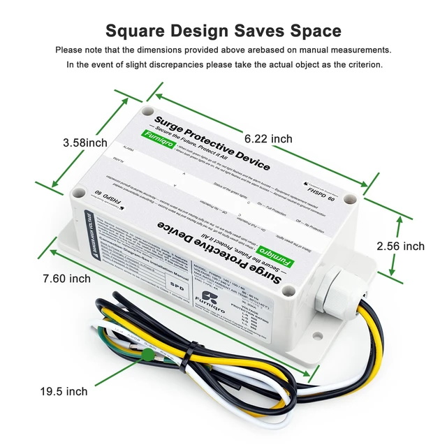 Alt view image 6 of 7 - FHSPD60 Whole House Surge Protector FS60 Surge Protector Whole House Surge Protection Device Rated for 60,000 Amps, Whole Home Surge Protector, Indoor/Outdoor Use, 120/240V