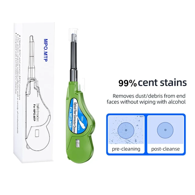 Alt view image 2 of 7 - Fiber Optic Cleaner for MTP/MPO Connector, Optical Connector Cleaner Over 500 Cleans,Fiber Endface Cleans & Optical Connector Cleans(Green)