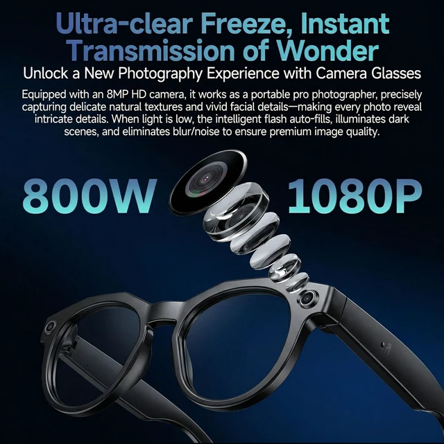 Alt view image 2 of 7 - POV Vlog Camera Glasses with Open-Ear & Photochromic Seamless POV capture, real-time voice translation & all-day comfort fit