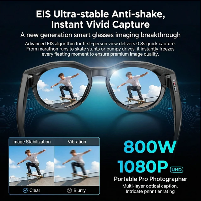 Alt view image 4 of 7 - POV Vlog Camera Glasses with Open-Ear & Photochromic Seamless POV capture, real-time voice translation & all-day comfort fit