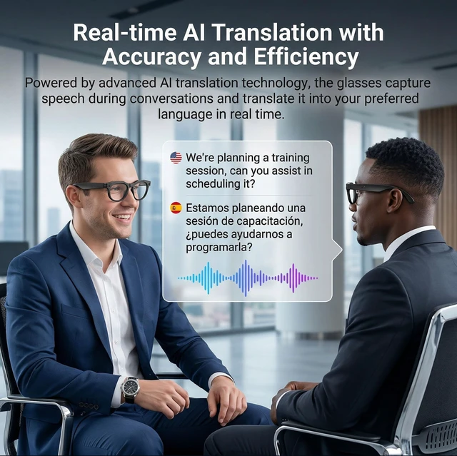 Alt view image 6 of 7 - POV Vlog Camera Glasses with Open-Ear & Photochromic Seamless POV capture, real-time voice translation & all-day comfort fit