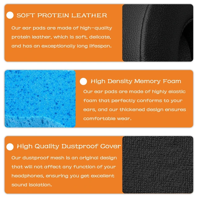 Alt view image 3 of 7 - Replacement Ear Pads for Beats Solo 2 & Solo 3 Wired & Wireless Headphones, Ear Cushions, Ear Cups Cover Repair Parts (Black)