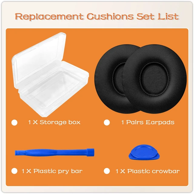 Alt view image 4 of 7 - Replacement Ear Pads for Beats Solo 2 & Solo 3 Wired & Wireless Headphones, Ear Cushions, Ear Cups Cover Repair Parts (Black)