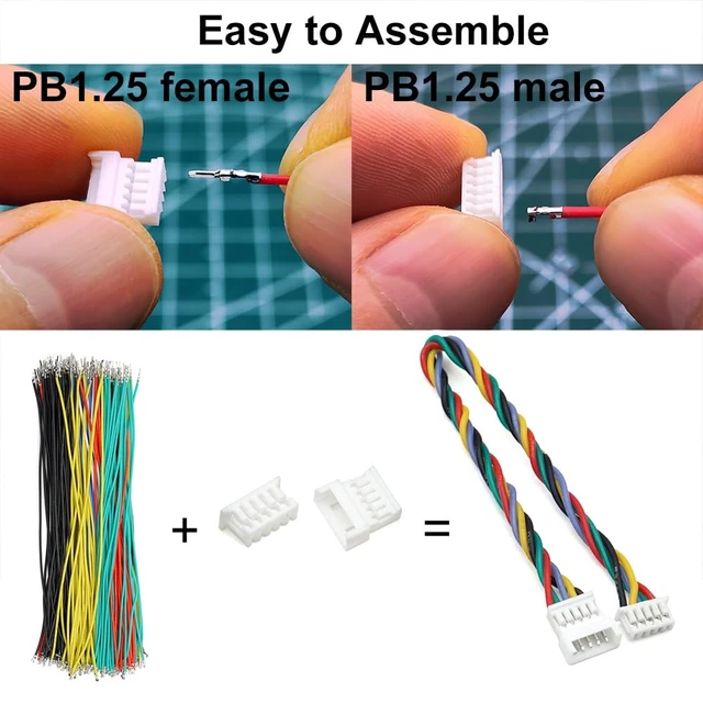 Alt view image 3 of 6 - 1.25mm Male and Female Connectors Socket and Plug with Pre-Crimped Cables Compatible with JST Molex PicoBlade 1.25 for Pixhawk Silicone 13cm Wire (Male and Female)