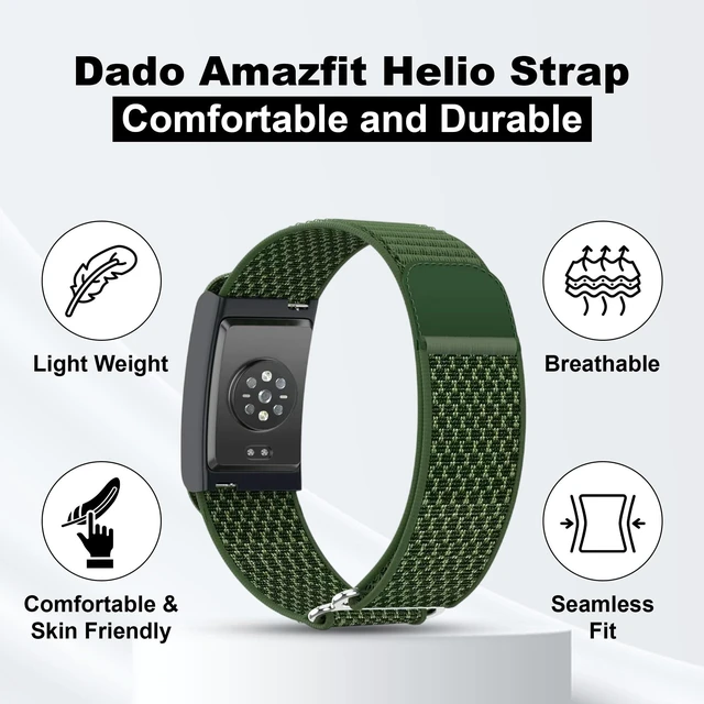Alt view image 2 of 7 - Nylon Replacement Band, Compatible with Amazfit Helio Strap Adjustable, Breathable Sport Wristband for Fitness Tracker, Comfortable for All-Day Wear