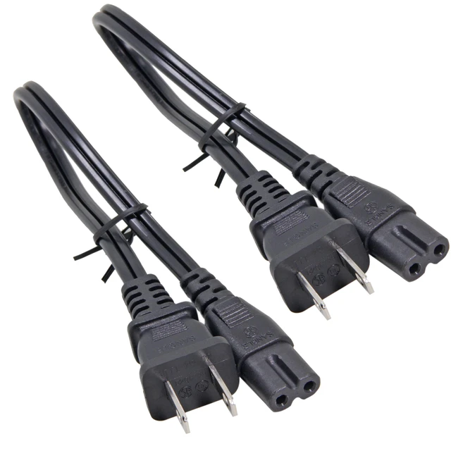 Alt view image 7 of 7 - 2-Pack Short 1FT Figure 8 Power Cord, 18AWG 2 Prong AC Cable for TV Short cables, 18AWG C7 connectors, save space on strips, compatible with most devices, great value for multiple electronics