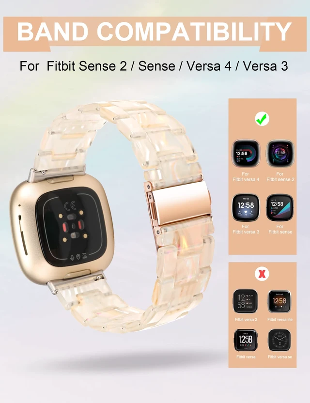 Alt view image 2 of 6 - Resin Band Compatible with Fitbit Versa 4 3/Sense 2/Sense Bands Cute Fashion Lightweight Wristband Strap Accessories for Versa 3/Versa 4/Sense/Sense 2 Bands for Women Men