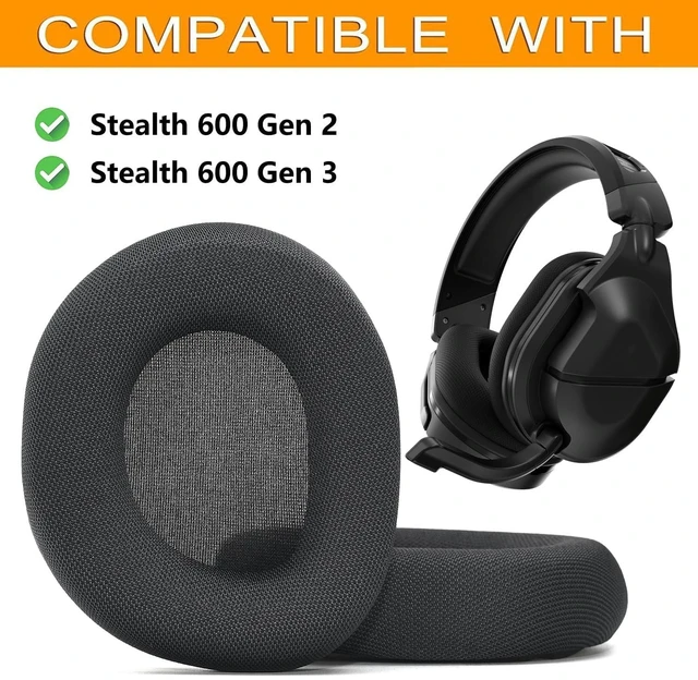 Alt view image 2 of 7 - Fabric Earpads for Turtle Beach Stealth 600 Gen 2/600 Gen3/500XB Also for Stealth 600 Gen 2/600 Gen2 USB/600 Gen 2 MAX/600 Gen3(600XB)/500 XB Headset