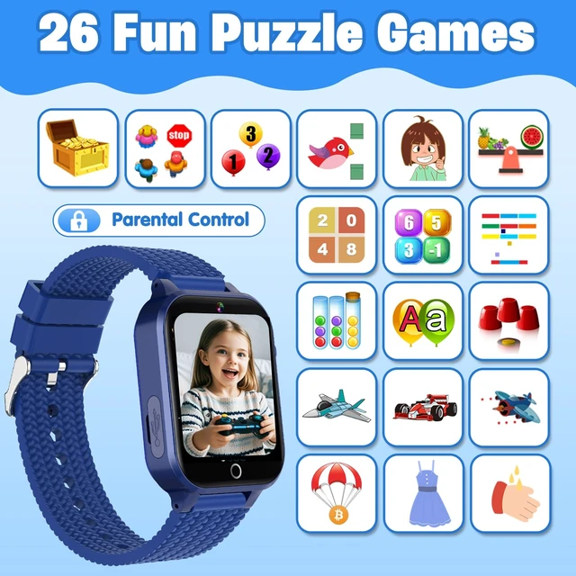 Alt view image 3 of 7 - Kids Smart Watch for Boys Age 5-12, Kids Watch with 26 Games, Camera Music Player Pedometer Habit Tracking HD Touchscreen Flashlight Smart Watch for Kid Birthday Gifts for Boys Ages 6 7 8 9 (Blue)