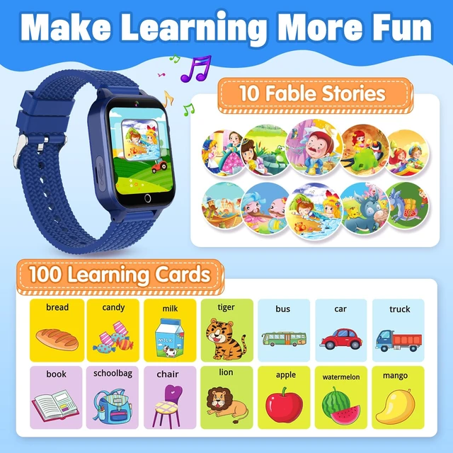 Alt view image 6 of 7 - Kids Smart Watch for Boys Age 5-12, Kids Watch with 26 Games, Camera Music Player Pedometer Habit Tracking HD Touchscreen Flashlight Smart Watch for Kid Birthday Gifts for Boys Ages 6 7 8 9 (Blue)