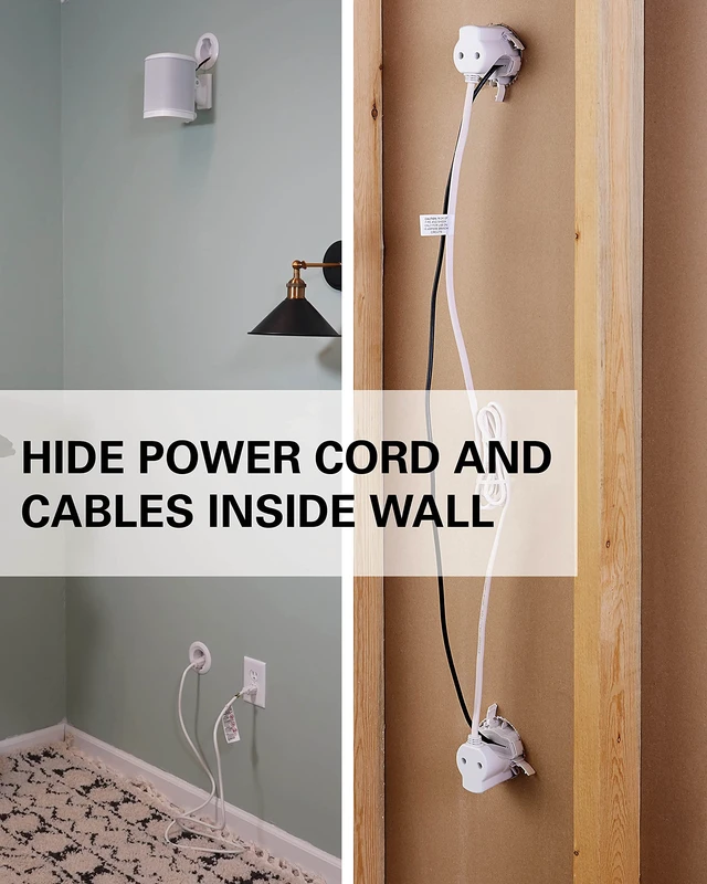 Alt view image 3 of 7 - in-Wall Cable Management Kit for Speakers & TVs - Conceal Cables When Mounting Speakers Or TVs On The Wall - Prewired for Easy Install-WSIWP1-W1