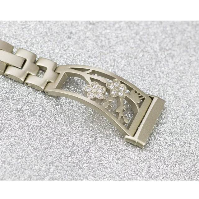 Alt view image 3 of 7 - Stainless Steel Bracelet Compatible with Fitbit Sense 2/Sense/Versa 4/Versa 3, Women Bling Replacement Bands Dressy Luxurious Wristbands for Ladies